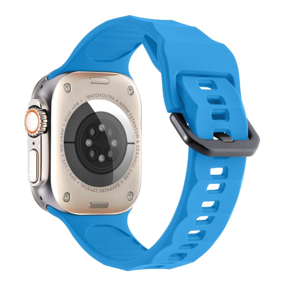 For Apple Watch 4 44mm Ripple Silicone Sports Watch Band(Sky Blue)