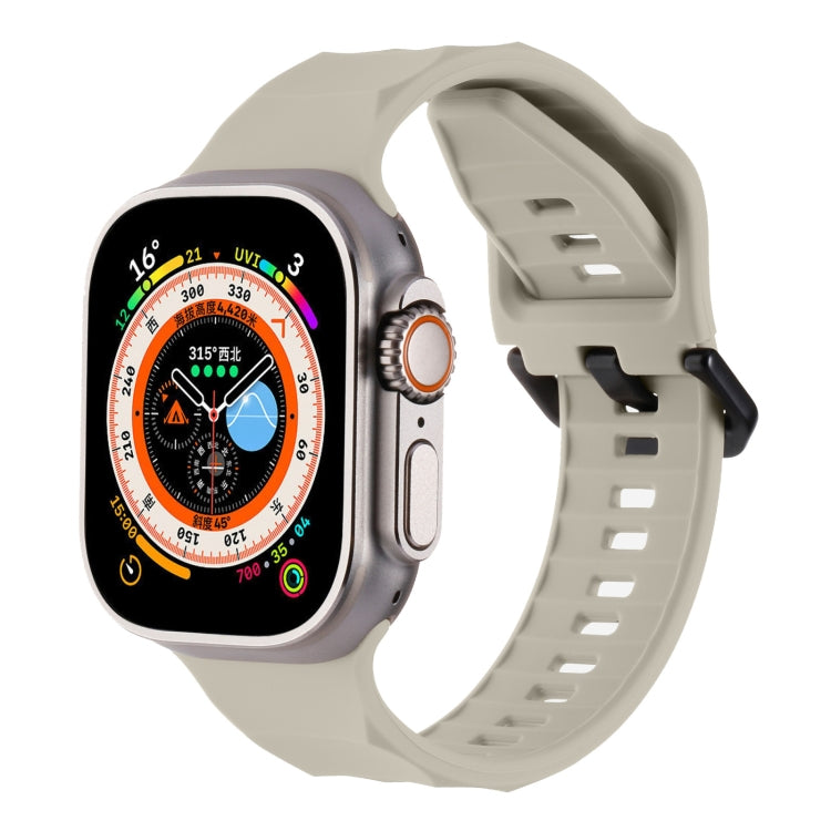For Apple Watch 4 44mm Ripple Silicone Sports Watch Band(Starlight)