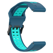 For Garmin Fenix 6 22mm Two-Color Reverse Buckle Silicone Watch Band(Blue+Teal)
