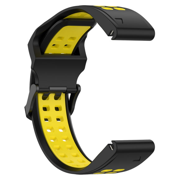 For Garmin Fenix 6 Pro 22mm Two-Color Reverse Buckle Silicone Watch Band(Black+Yellow)