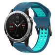 For Garmin Fenix 5 22mm Two-Color Reverse Buckle Silicone Watch Band(Blue+Teal) - Watch Bands by PMC TechLife | Online Shopping South Africa | PMC TechLife
