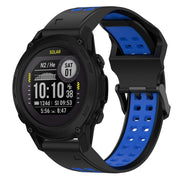 For Garmin Descent G1 22mm Two-Color Reverse Buckle Silicone Watch Band(Black+Blue)