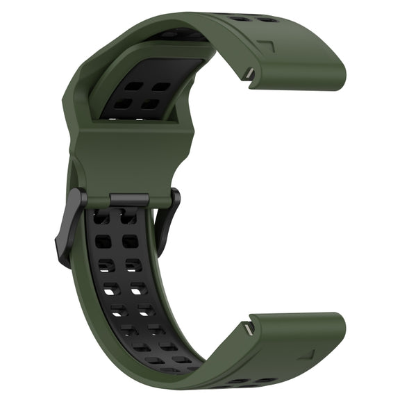 For Garmin Forerunner 945 22mm Two-Color Reverse Buckle Silicone Watch Band(Army Green+Black)