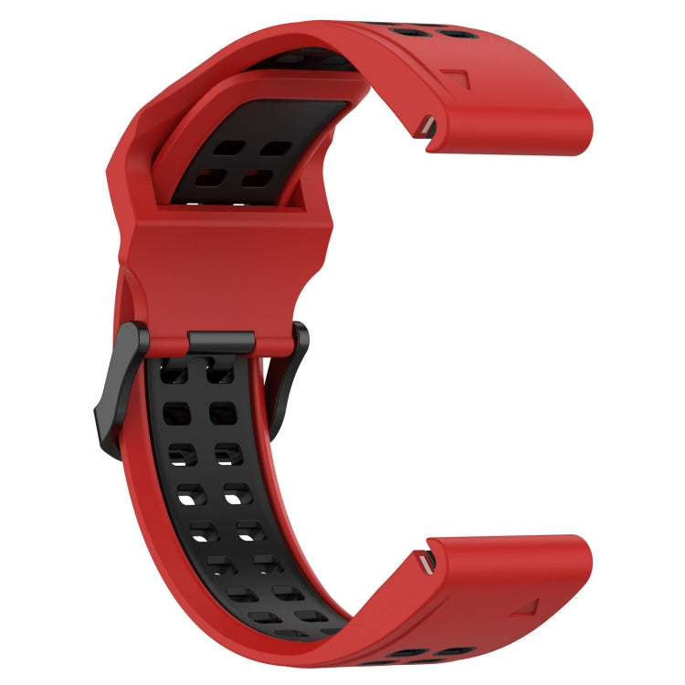 For Garmin Fenix 5 Plus 22mm Two-Color Reverse Buckle Silicone Watch Band(Red+Black)