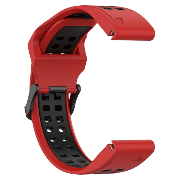 For Garmin Fenix 5 Plus 22mm Two-Color Reverse Buckle Silicone Watch Band(Red+Black)