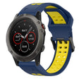 For Garmin Fenix 5X 26mm Two-Color Reverse Buckle Silicone Watch Band(Blue+Yellow) - Watch Bands by PMC TechLife | Online Shopping South Africa | PMC TechLife
