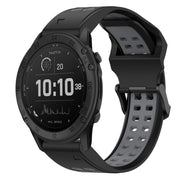 For Garmin Tactix Delta 26mm Two-Color Reverse Buckle Silicone Watch Band(Black+Grey)