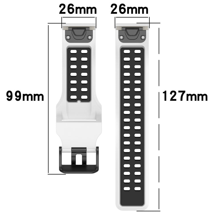 For Garmin Fenix 5X 26mm Two-Color Reverse Buckle Silicone Watch Band(Black+Grey)