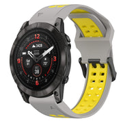 For Garmin Epix Pro 42mm 20mm Two-Color Reverse Buckle Silicone Watch Band(Grey+Yellow)