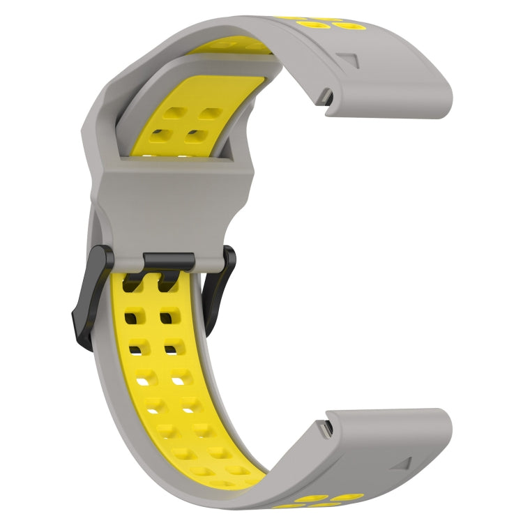For Garmin Epix Pro 42mm 20mm Two-Color Reverse Buckle Silicone Watch Band(Grey+Yellow)