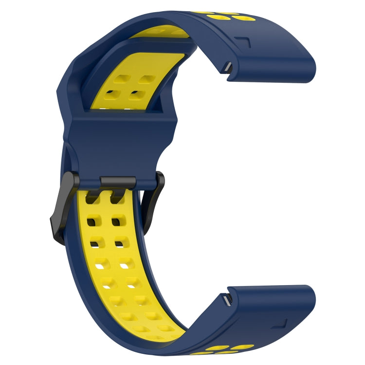 For Garmin Epix Pro 42mm 20mm Two-Color Reverse Buckle Silicone Watch Band(Blue+Yellow)