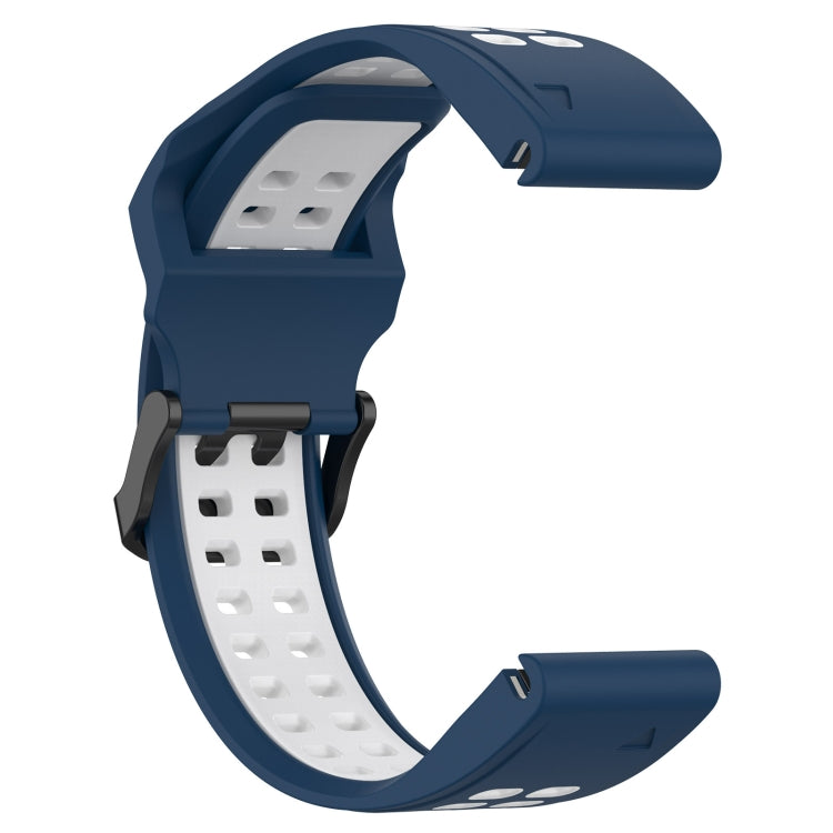 For Garmin Fenix 5S 20mm Two-Color Reverse Buckle Silicone Watch Band(Blue+White)