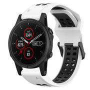 For Garmin Fenix 5S Plus 20mm Two-Color Reverse Buckle Silicone Watch Band(White+Black)