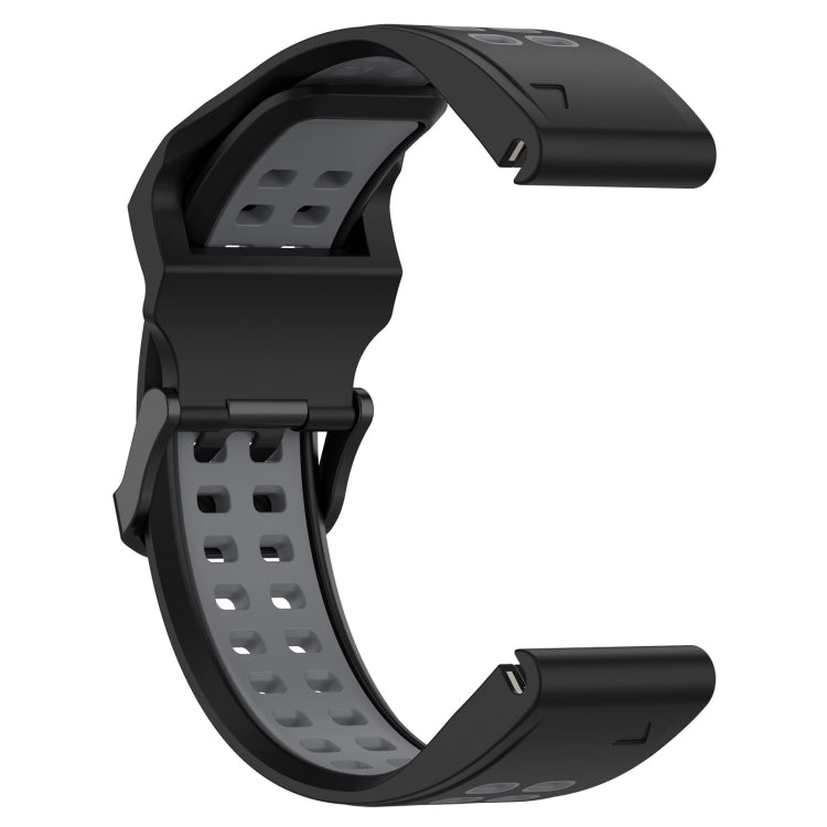 Compatible with Garmin Fenix 5S Plus 20mm Two-Color Reverse Buckle Silicone Watch Band(Black+Grey)