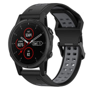 Compatible with Garmin Fenix 5S Plus 20mm Two-Color Reverse Buckle Silicone Watch Band(Black+Grey)