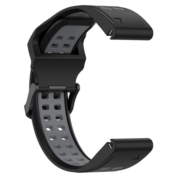 Compatible with Garmin Fenix 5S Plus 20mm Two-Color Reverse Buckle Silicone Watch Band(Black+Grey)