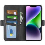 For iPhone 15 Plus Dual-side Magnetic Buckle Horizontal Flip Leather Phone Case(Black)
