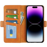 For iPhone 15 Pro Max Dual-side Magnetic Buckle Horizontal Flip Leather Phone Case(Yellow)