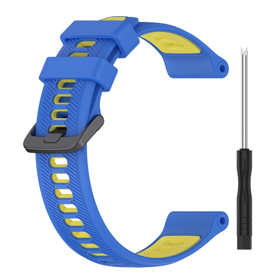 For Garmin Forerunner 935 Sports Two-Color Silicone Watch Band(Blue+Yellow)