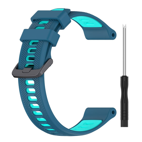 For Garmin Descent G1 Sports Two-Color Silicone Watch Band(Blue+Teal)