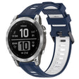 For Garmin Fenix 7 Sports Two-Color Silicone Watch Band(Midnight Blue+White) - Watch Bands by PMC TechLife | Online Shopping South Africa | PMC TechLife