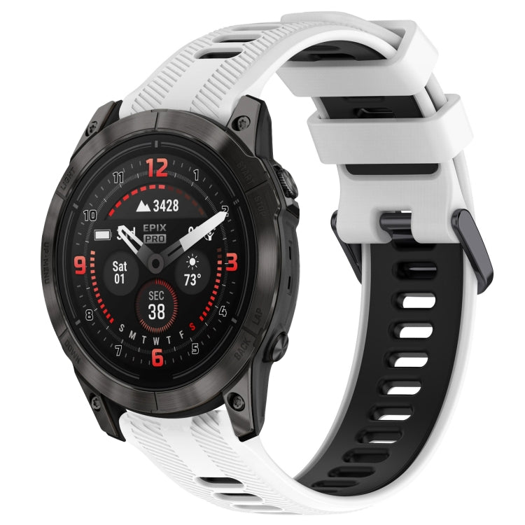 For Garmin EPIX Pro 47mm Sports Two-Color Silicone Watch Band(White+Black)