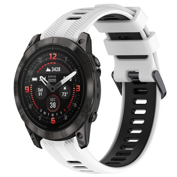 For Garmin EPIX Pro 47mm Sports Two-Color Silicone Watch Band(White+Black)