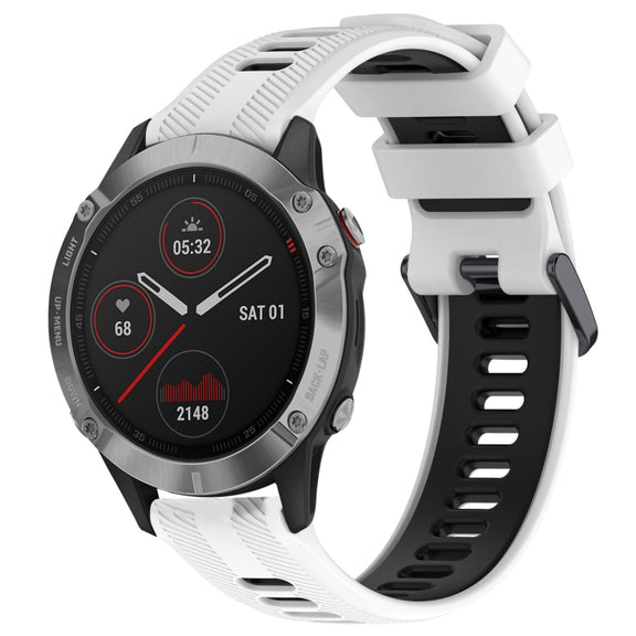 For Garmin Fenix 6 Sports Two-Color Silicone Watch Band(White+Black)