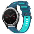 For Garmin Fenix 5 Sports Two-Color Silicone Watch Band(Blue+Teal) - Watch Bands by PMC TechLife | Online Shopping South Africa | PMC TechLife