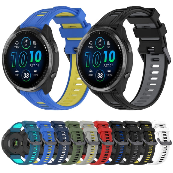 For Garmin Instinct 2 Solar Sports Two-Color Silicone Watch Band(Black+Blue)