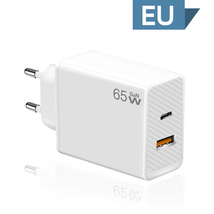 GaN PD48W Type-C PD3.0 + USB3.0 Notebook Adapter for MacBook Series ，EU Plug(White)