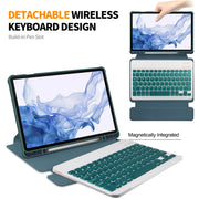 For Samsung Galaxy Tab S9 ENKAY 360 Degree Rotation Leather TPU Smart Case with Wireless Keyboard(Dark Green)