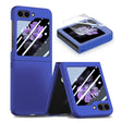 For Samsung Galaxy Z Flip5 JUNSUNMAY Smoothly PC + 9H Tempered Glass Protector Folding Phone Case(Navy Blue) - Galaxy Z Flip5 Cases by JUNSUNMAY | Online Shopping South Africa | PMC TechLife | Buy Now Pay Later Mobicred