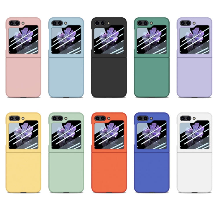 For Samsung Galaxy Z Flip5 JUNSUNMAY Smoothly PC + 9H Tempered Glass Protector Folding Phone Case(Navy Blue)