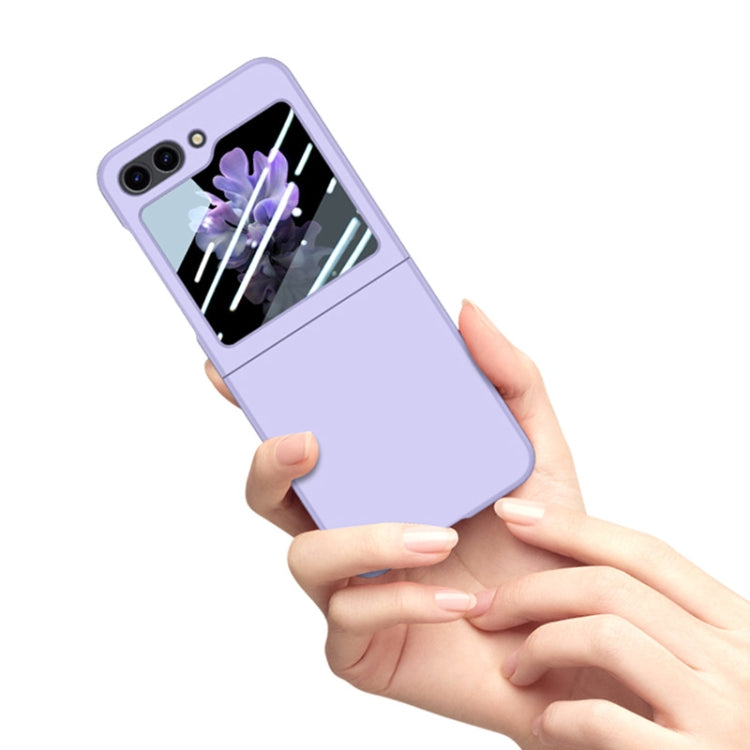For Samsung Galaxy Z Flip5 JUNSUNMAY Smoothly PC + 9H Tempered Glass Protector Folding Phone Case(Navy Blue)
