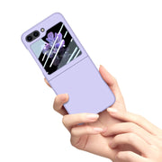 For Samsung Galaxy Z Flip5 JUNSUNMAY Smoothly PC + 9H Tempered Glass Protector Folding Phone Case(Navy Blue)