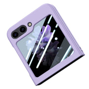 For Samsung Galaxy Z Flip5 JUNSUNMAY Smoothly PC + 9H Tempered Glass Protector Folding Phone Case(Navy Blue)