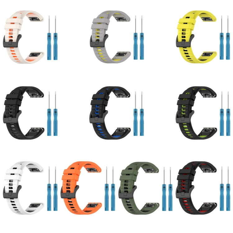 Compatible with Garmin MARQ Commander 22mm Sports Two-Color Silicone Watch Band(Starlight+Orange)