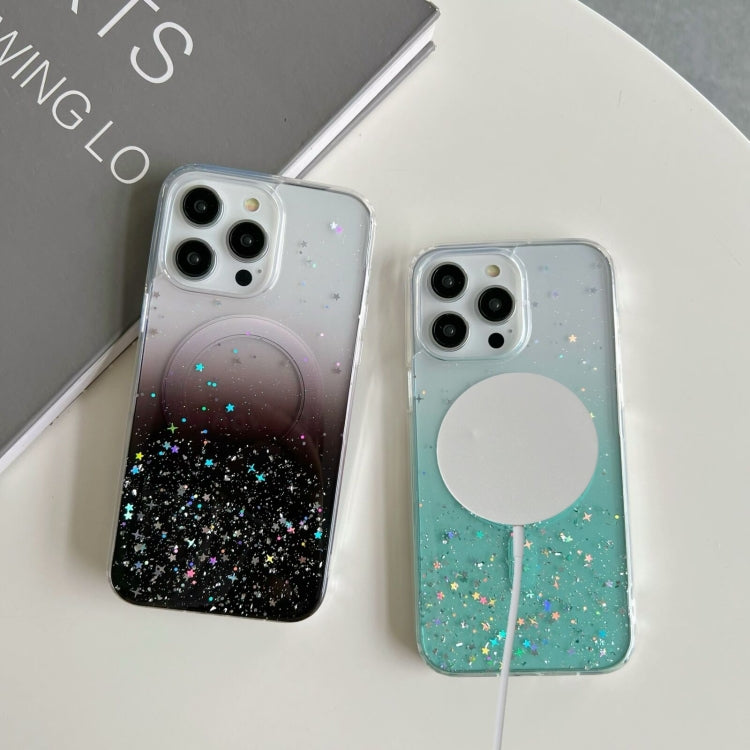 For iPhone 15 Pro Max Glitter MagSafe Hybrid Clear TPU Phone Case(Green)