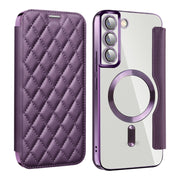 For Samsung Galaxy S23+ 5G Shield Magsafe RFID Anti-theft Rhombus Leather Phone Case(Purple)