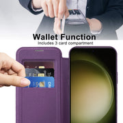 For Samsung Galaxy S23+ 5G Shield Magsafe RFID Anti-theft Rhombus Leather Phone Case(Purple)