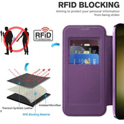 For Samsung Galaxy S23+ 5G Shield Magsafe RFID Anti-theft Rhombus Leather Phone Case(Purple)