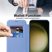 For Samsung Galaxy S23+ 5G Shield MagSafe RFID Anti-theft Rhombus Leather Phone Case(Blue)
