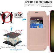 For Samsung Galaxy S23+ 5G Shield MagSafe RFID Anti-theft Rhombus Leather Phone Case(Pink)