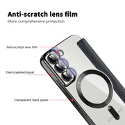 For Samsung Galaxy S22 5G Shield Magsafe RFID Anti-theft Rhombus Leather Phone Case(Black)