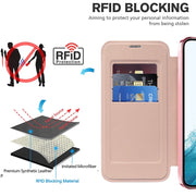 For Samsung Galaxy S22 5G Shield Magsafe RFID Anti-theft Rhombus Leather Phone Case(Pink)