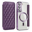 For Samsung Galaxy S22+ 5G Shield MagSafe RFID Anti-theft Rhombus Leather Phone Case(Purple) - Galaxy S22+ 5G Cases by PMC TechLife | Online Shopping South Africa | PMC TechLife | Buy Now Pay Later Mobicred