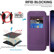 For Samsung Galaxy S24 5G Shield Magsafe RFID Anti-theft Rhombus Leather Phone Case(Purple)