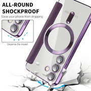 For Samsung Galaxy S24 5G Shield Magsafe RFID Anti-theft Rhombus Leather Phone Case(Purple)