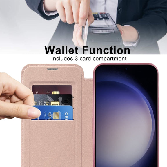 For Samsung Galaxy S24 5G Shield Magsafe RFID Anti-theft Rhombus Leather Phone Case(Pink)